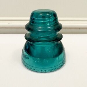 Hemingway No 42 Glass Insulator Vintage Antique, Aqua Blue, 4-inch